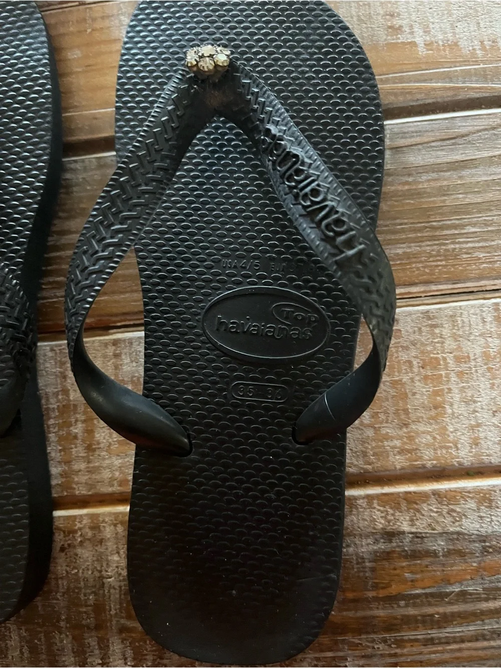 Havaianas Bundle-Black Pair with Gold Accent and Blue Patterned Pair